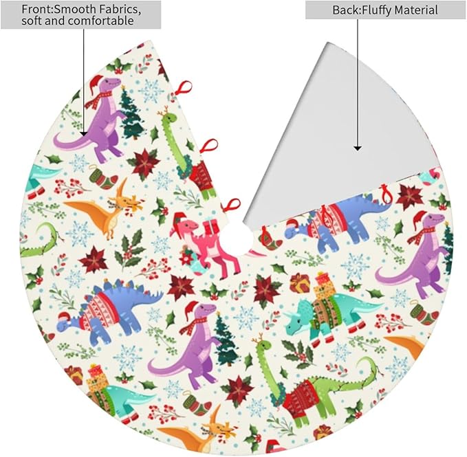 Cute Dinosaur Christmas Tree Skirt Xmas Tree Mat Halloween Christmas Tree Ornaments Decorations Holiday Party Indoor Outdoor 36"