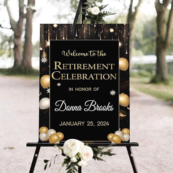 Personalized Retirement Yard Sign, Personalized Lawn Decoration for Happy Retirement Celebration, Outdoor Welcome Board for Party Entrance, Event Decor for Coworker Farewell Party, 12x18 Inch #11