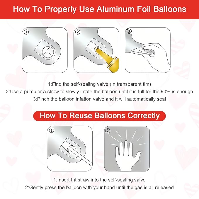 Valentines Day Balloons Decorations Red 6 Pcs 16 Inch - "XOXO" Letter + 2 Heart Balloons with Tape Straws Ribbonfor Romantic Wedding Indoor Valentines Day Decor Party Supplies
