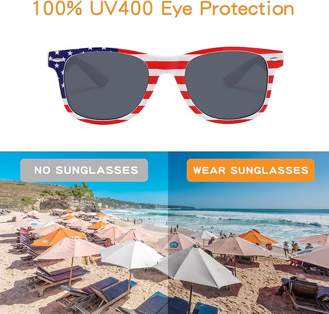 YQVIE Bulk American Flag Sunglasses for Adult Retro Independence Day Glasses UV400 Protection