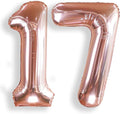 AULE 40 Inch Large 17 Number Balloons Rose Gold Big Foil Number Balloons Giant Helium Happy 17th Birthday Party Decorations for Girl Huge Mylar 71 Anniversary Supplies