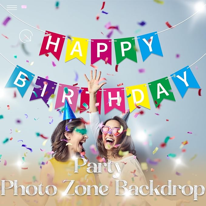 Happy Birthday Banner Multicolor Happy Birthday Sign Birthday Decorations for Birthday Party Backdrop Wall Decor Multicolor Birthdays Sign for Men Women Party Supplies