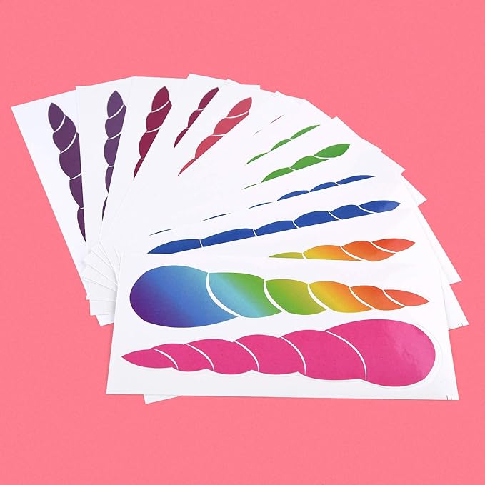 FEPITO Birthday Party Game for Kids Pin The Horn on Unicorn-Game Poster with 24 Horn Stickers Pin The Tail Game for Girl Unicorn-Birthday Rainbow Party Favors Supplies Wall Home Room Decorations