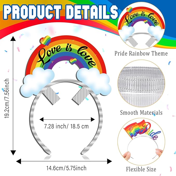 Blosssound 16 Pieces Rainbow Headbands Wild West Cowboy Party Favors Decorations for Western Birthday Party Supplies Accessories