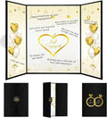 WSICSE Black Gold Engagement Party Decorations, Happy Engagement Signature Guest Book for Men Women Large Engagement Guestbook Gifts Signing Card Board Party Supply(16.7" × 11.8")