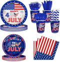 192pcs American Flag Patriotic Party Decorations for Happy 4th of July Plates, Cup, Napkin, Tableware, Independence Day Party Supplies Plates Serve 24 Guests