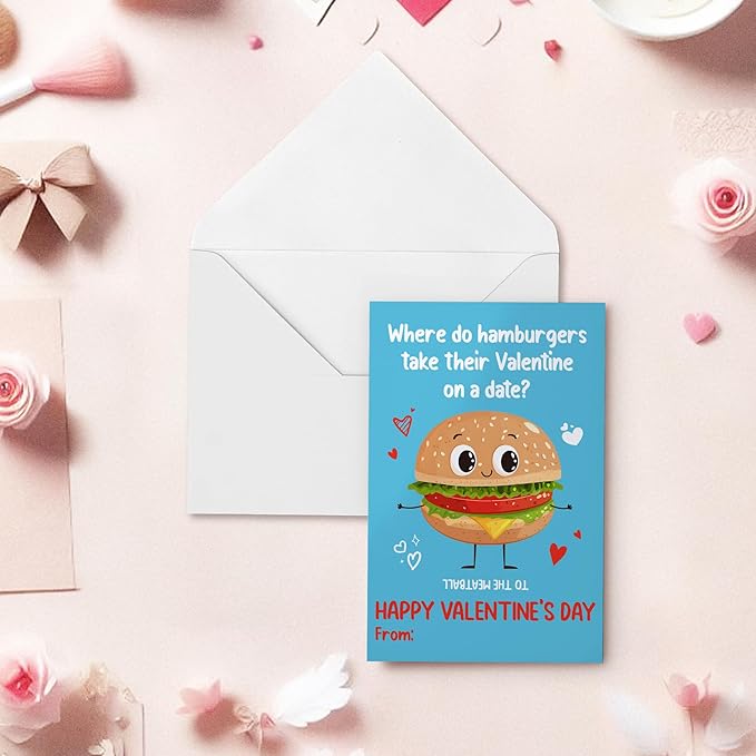 Pawzity 36 Packs Valentines Day Cards for Kids - Funny Valentines Day Gifts for Kids Classroom School Party Favors, Boys, Girls, Toddlers - 3.2''x 4.7'' Puns 6 Designs Exchange & Envelopes, Stickers