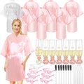 Panitay 42 Pcs Bridal Robes Sets Bride Robes Bridesmaids Proposal Gift Heart Sunglasses Champagne Flutes for Wedding Party