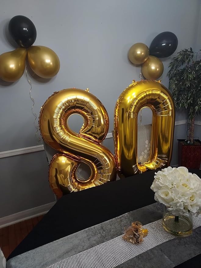 Balloon 8 Numbers, 40 Inch Gold Fiol Large Ballon for Women And Men, Balloons Decoration for Happy 8 18 28 80 Birthday, Wedding Anniversary, Christmas, New Year, Halloween Party Decoration