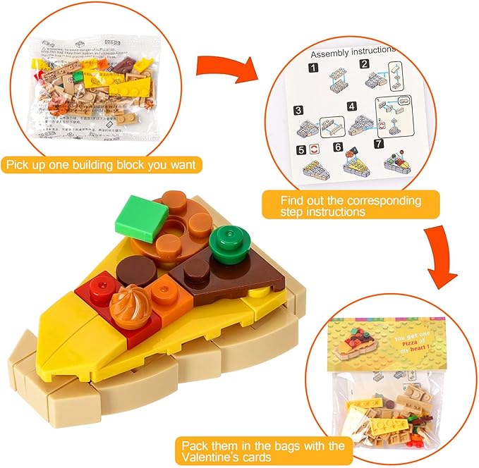 Valentine's Day Cards for Kids - 28 PCS Dessert Block Valentines Day Gifts, Cards with 7 Designs Block Set for School Exchange, Party Favors