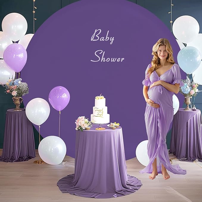 Gallety 7.2FT Purple Round Backdrop Cover with Size Adjuster & 4 Metal Clips, Universal Fit for 5ft-7.2ft Circle Stand, Polyester Fabric Arch Cover for Wedding, Birthday Party, Baby Shower Decor