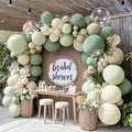 Dusty Green White Balloon Arch Kit Double Stuffed, Sage Mint Green Sand Ivory Boho Balloon Garland with Clear Bobo Latex for Neutral Baby Shower Bridal Wedding Birthday Woodland Party Decoration