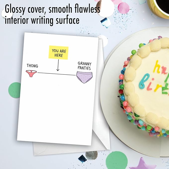 NobleWorks - 1 Funny Women's Birthday Card with Envelope - Humor, Stationery Bday Card for Wife, Sister, Her, Midlife Underwear C3338BDG