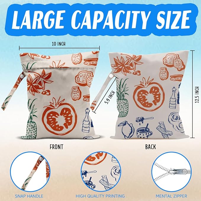 Beach Essentials, Wet Bag for Swimsuit Dirty Clothes Yoga Gym Diaper, Wet Dry Bag, Beach Vacation Essential for Travel Poor Bathing Summer Amalfi Coast