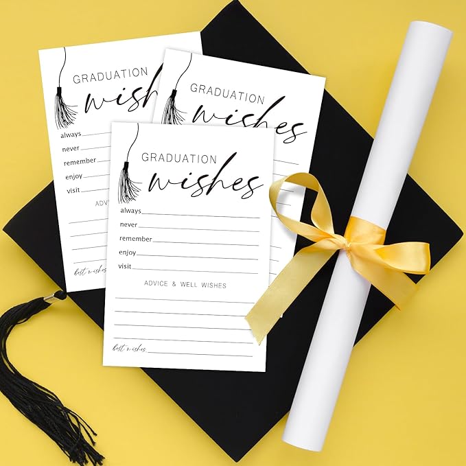 Black and White Advice and Wishes Cards for the Graduate Cards 4x6 Inch Minimalism Grad Party Game Card 20 Pcs Double Sided Grad Advice and Wishes Card for Graduation Party Decoration for College Y437