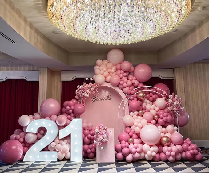 Retro Rose Baby Pink Champagne White Sand Balloons Garland Arch Kit, 146Pcs Latex Balloons Different Sizes 18 12 10 5 Inch for Party Decorations, Wedding Backdrop, Birthday, Graduation