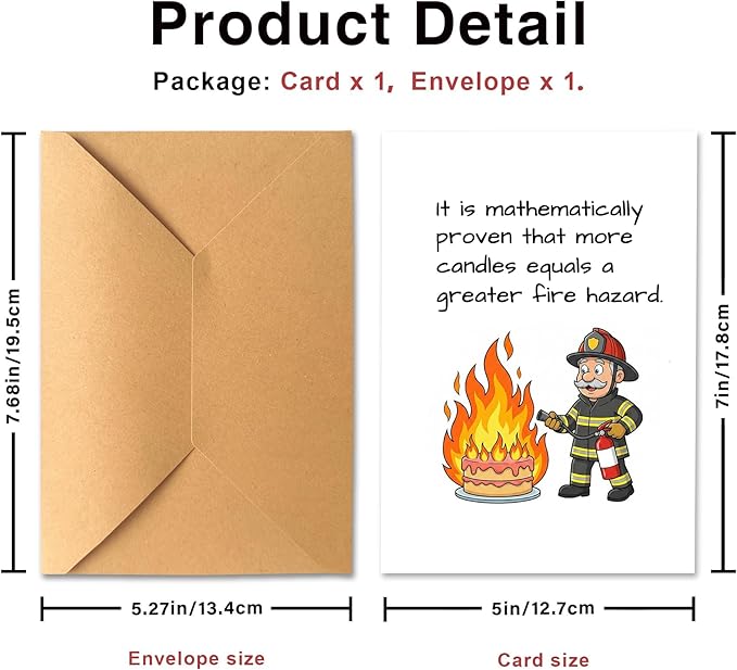 KINGNAME Funny Over the Hill Birthday Card for Older Adults, Fire Hazard Candle Joke, Humorous Greeting Card for Men Women, Gag Gift for Milestone Bday