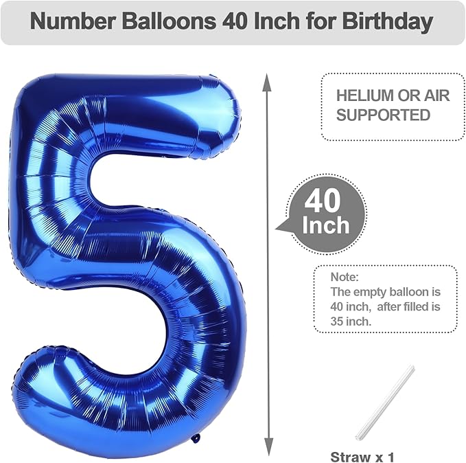 25 Number Balloons, Dark Blue Balloons for Man Woman 25th Birthday Decoration, Foil Number Ballon for 25, 52 Anniversary, Bridal Shower, Graduation, Halloween, Christmas, New Year
