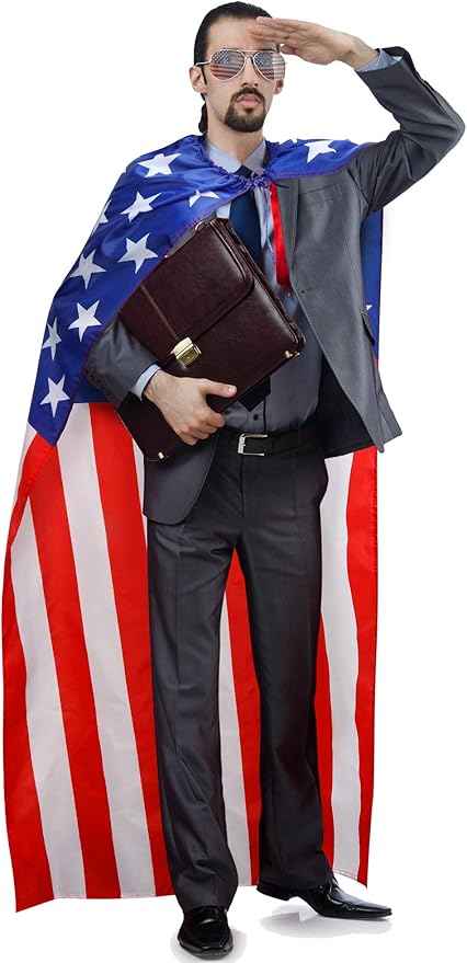 Frienda 250 Year American Flag Costume Cape, Retro 80's USA Sunglasses and Flag Headband for 250th Anniversary 4th of July
