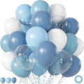 60Pcs Dusty Blue Balloons, 60Pcs 12 Inch Blue and White Balloons with Dusty Pastel Light blue White Clear balloons for Baby Shower Gender Reveal Bridal Shower Birthday Party Decorations