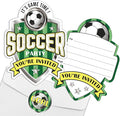 REWIDPARTY Soccer Birthday Party Invitations with Envelopes & Stickers（Set of 15）Soccer Game Shaped Fill-in Invitations Soccer Party Invite Cards Soccer Sport Party Invites Supplies for Kids Adults