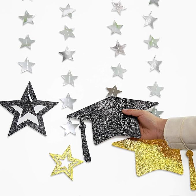 Cheerland Gold Graduation Decorations 2026 Congrats Grad College Graduation Party Decoration Cap Garland Kit Supply for Prom Backdrop Decoration Class 2026 Ceiling Decor High School Kindergarten