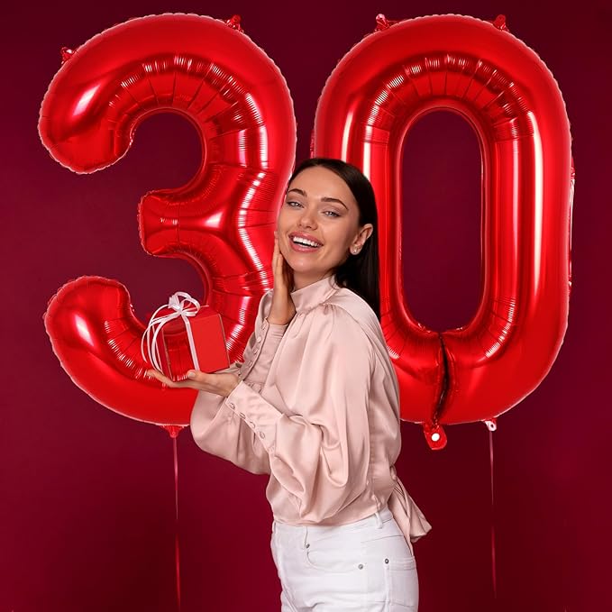 Red Number 0 Balloon 40 Inch, Big Large Foil Helium Number Balloons, Jumbo Giant Mylar Number 0 Balloons for Birthday Red Party Decorations Supplies Anniversary