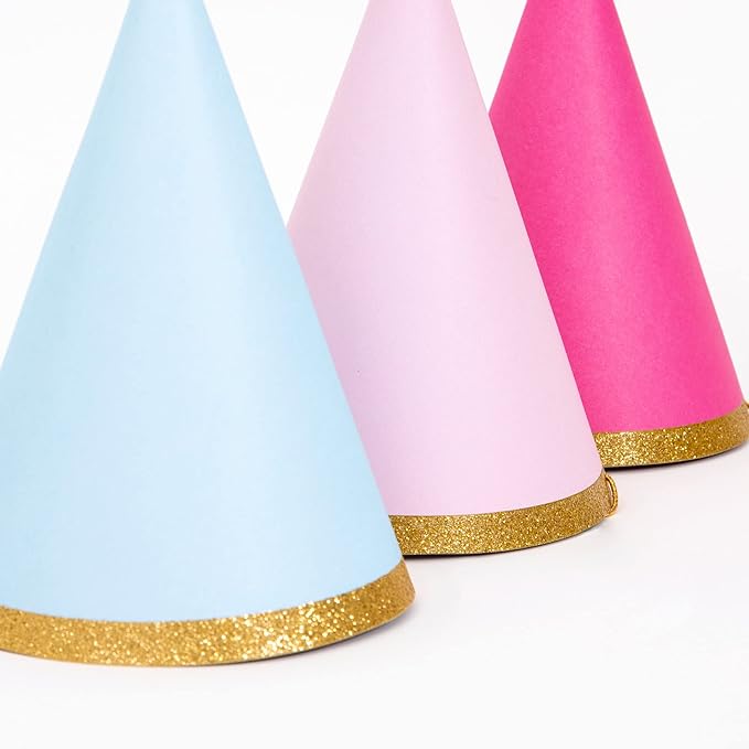 Meri Meri Birthday Party Hats, Pack of 8 Bright and Colorful Cone Birthday Hats for Kids & Adults, Cone Party Hats