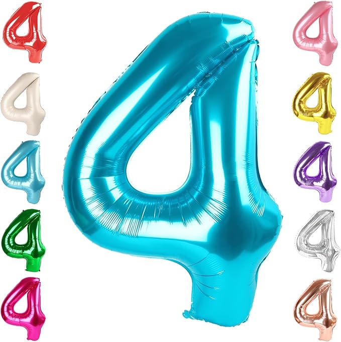 40 Inch Large Numbers Balloon, 4 Light Blue Ballon for 4th 14 40 44 Birthday Party, Balloon 4 Number for Graduations Wedding Supplies