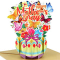 FaCraft Pop Up Mothers Day Cards - Large 7.8" Handmade Happy 3D Mothers Day Card with Butterflies & Flowers - Unique Standing Art Sculpture for Mom Grandma Wife - with Envelope