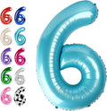40 Inch Pearl Blue Mylar Foil Number 6 Birthday Balloon, Digital Balloons for 6 16 Boy Girl Party Decorations Supplies, Big Helium Balloon Numbers for 26 36 46 60 Men Women Anniversary