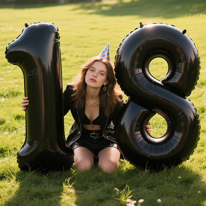 40 Inch Black Foil Balloons Number 8 Foil Mylar Big Number Balloons Huge Number Balloons for 18th 80th Birthday Party Supplies Anniversary Decorations