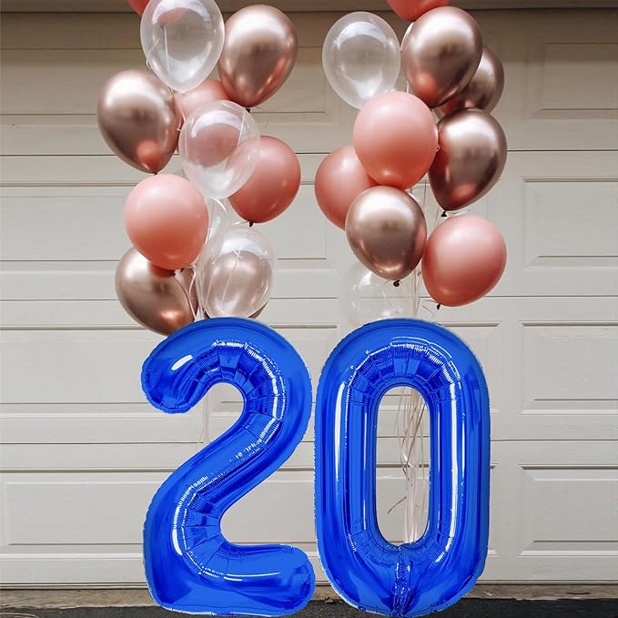 Number Balloons Navy Blue Balloons - Giant Number 20 Balloon, Blue 20th Number Balloon Birthday Decorations for Boys