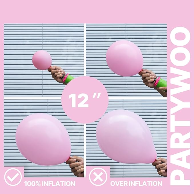 PartyWoo Baby Pink Balloon Arch Kit Garland 152pcs Different Sizes of 18 12 10 5 Inch White Light Pastel Pale Metallic Pink Confetti Balloons for Baby Shower Princess Birthday Party Decorations