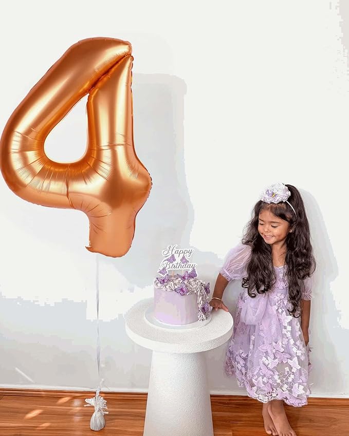 Orange Number 2 Balloon 40 Inch, 2nd Birthday Decoration for Toddlers Girls Boys, Sparkling 2 Number Balloon Party Decor