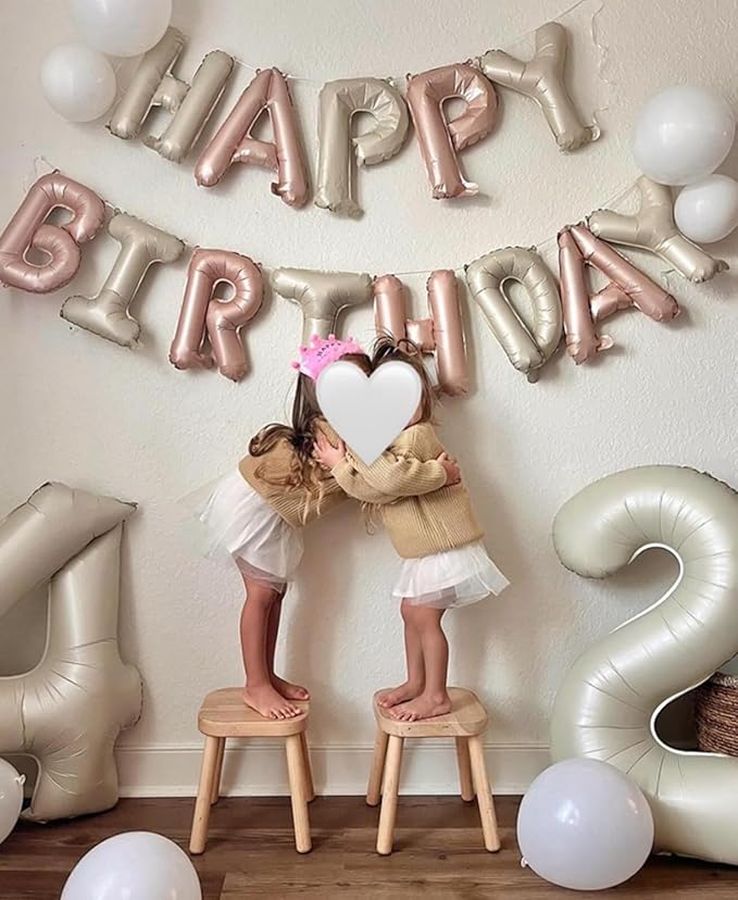 Smlpuame 40 Inch Beige Number 2 Balloons for 2nd Birthday Decorations Boys Girl, Giant Self-Sealing Cream Foil Number 0-10 White Sand Balloon for Women Men Party Anniversary Baby Shower Supplies