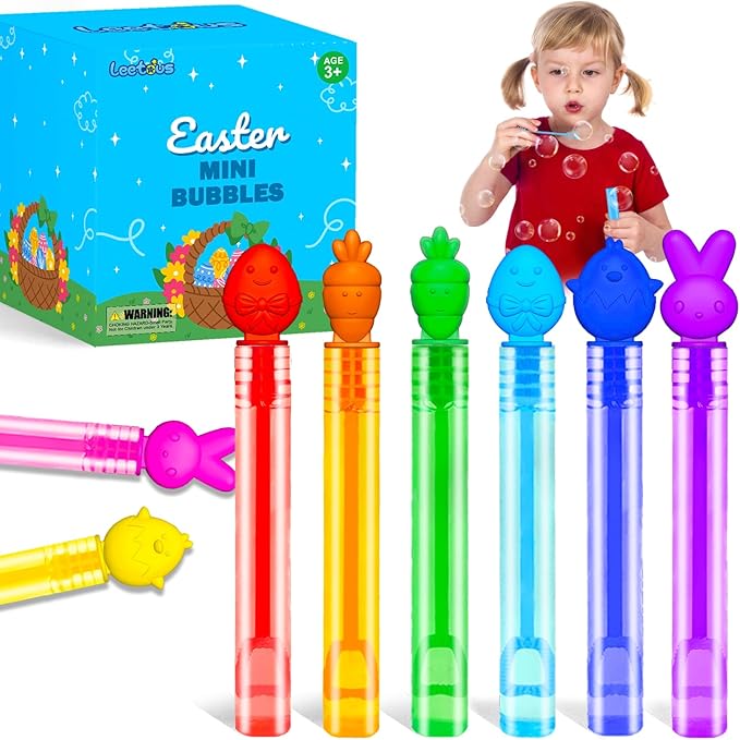 64 Pack Easter Party Favor Supplies for Kids Bulk, Mini Bubbles Easter Basket Stuffers for Toddlers Boys Girls, Small Non Candy Spring Treats Goodie Bag Fillers Outdoor Toys Gifts Game Prize Ideal