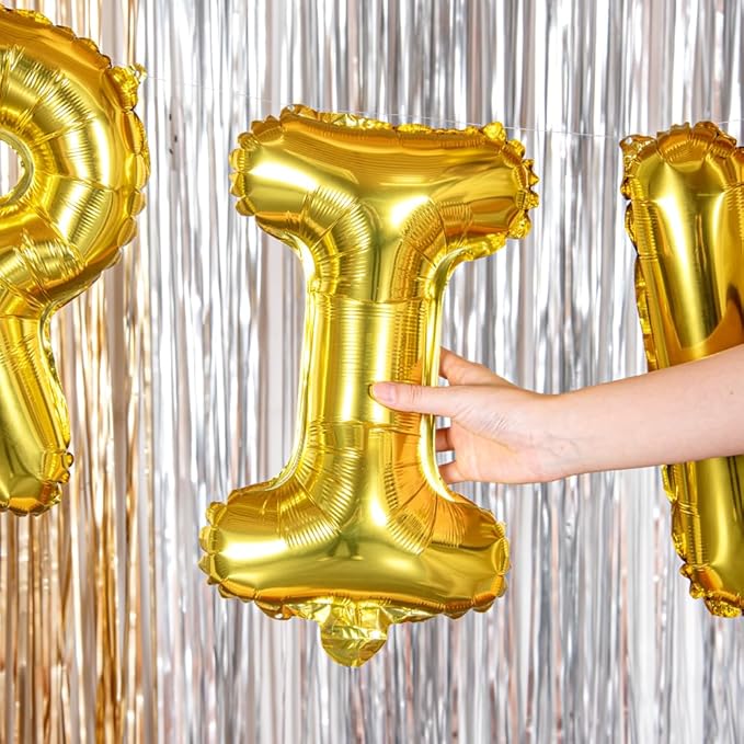 Restaurantware-Balloonify 16 Inch Letter Balloon, 1 Alphabet Party Balloon - Letter I, Self-Sealing, Gold Foil Mylar Finish, Hanging Loop, Decoration For Birthday, Wedding, Or Graduation