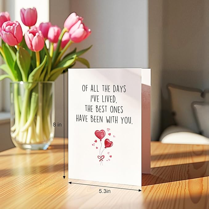 Qiliji Romantic Anniversary Card Gift for Husband Wife, Birthday Card Gift for Boyfriend Girlfriend, Love Cards for Men Women, Valentines Day Cards for Him Her, Of All The Days I've Lived
