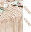 Wokceer Cheesecloth Table Runner 2 Pack 10FT Beige Boho Gauze Christmas Cheese Cloth Table Runner for Party Long Rustic Sheer Table Runners for Baby Bridal Shower Wedding Easter Table Decor