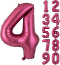 Number 4 Balloons 40 Inch Wine Red Burgundy Foil Helium Large Balloons for Birthday Party Anniversary Decorations（Digital 4）