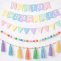139 Pcs Felt DIY Custom Banner Kit Include 104 Letters 18 Swallowtail Flags 15 Pennants 2 Pcs Pom Pom Garland Tassel Pompom Decoration for Home Baby Shower Birthday(Pastel)