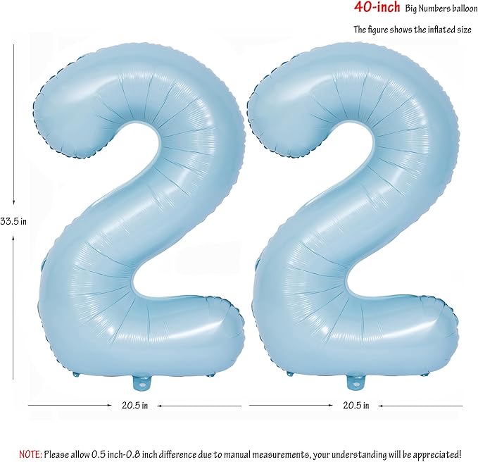 40 In Matte Blue Number Balloons Helium Foil Mylar Balloon Birthday Party banquet Decoration Digital 22