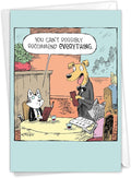 NobleWorks - 1 Humor Birthday Card with Envelope - Funny Cartoons for Birthday Greetings, Celebration Notecard - Waiter Recommendations C6954BDG