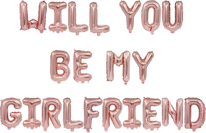 2 Set 42Pcs Rose Gold Will You Be My Girlfriend Letter Balloons 16in Balloon Foil Letter Decorations Party Decor Rose Gold Letter Balloons Will You Be My Girlfriend Party Supplies