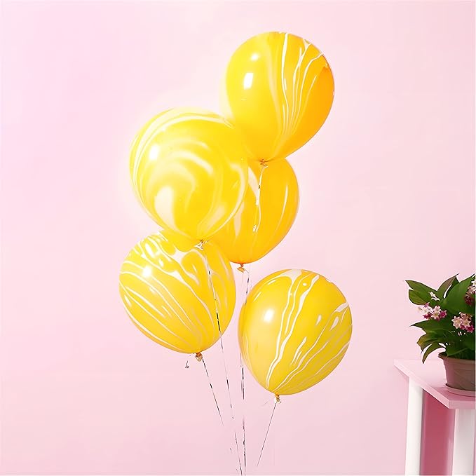 Orange or Yellow Tie Dye Balloons 30PCS 12 Inch Agate Marble Latex Swirl Balloons For Tie Dye Birthday Party Supplies,Candyland,Bachelorette,Fun Hippie Party Decorations