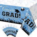 6 Pack Graduation Tablecloth Party Decorations, Class 2026 Congrats Grad Plastic Tablecover Party Supplies, Light Blue Rectangle Graduation Table Decorations for College High School Party, 54x108 Inch