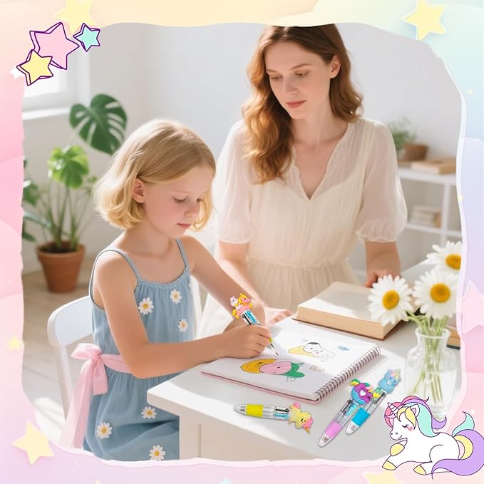 CZWZ 30Pcs Mini Multicolor Pens in One 4-in-1 Cute Pens Bulk, Ballpoint Pen for Birthdays and Parties, Fun Gifts Assorted Ink Kawaii Pen