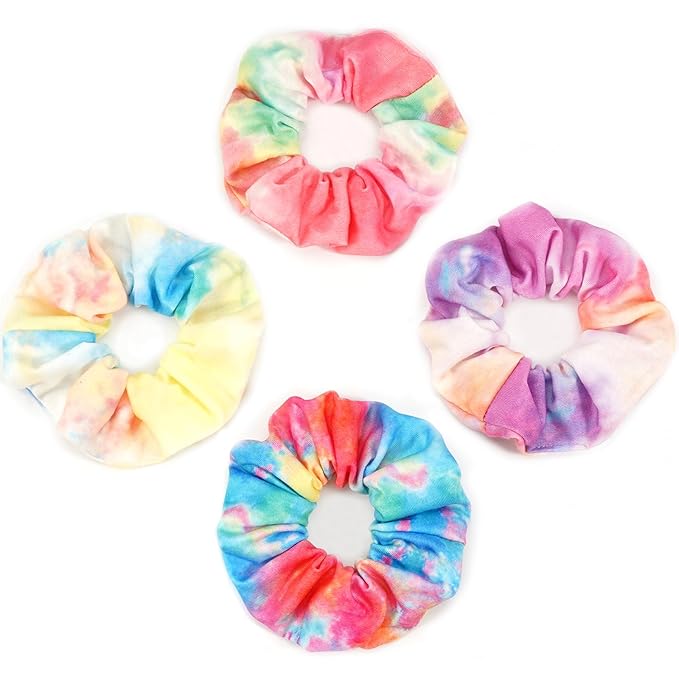 Tie Dye Hair Scrunchies for Women Girls Cute Candy Colors Elastic Hair Ties Ponytail Holder Tie Dye Party Favors Hair Accessories