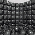 50pcs Black Square Foil Balloons Wall Backdrop with 80pcs Black Balloon Garland Arch Kit, Double Sided Balloon Tunnel for Anniversary New Year Birthday Graduation Baby Shower Party Decorations